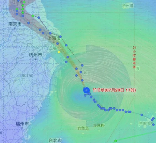 2025年第8号台风“竹节草”陆续以东至登陆内陆沿海地带